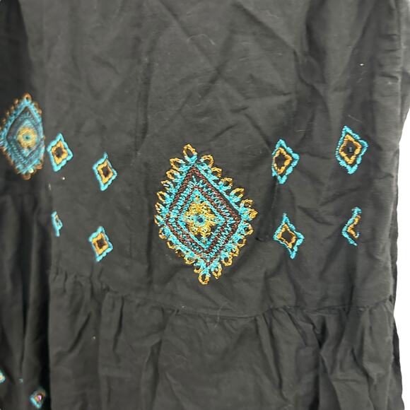 Boho Festival Embroidered Sundress Torrid Black Cotton‎ Summer Dress Size 22 - Picture 2 of 8